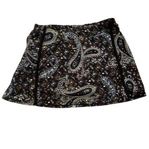 Athleta Swim Cover-Up Skirt | Paisley Print Black/Gold | Size Small